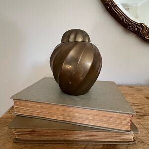 Vintage Brass Ginger Jar: Swirl Design, Hollywood Regency Decor